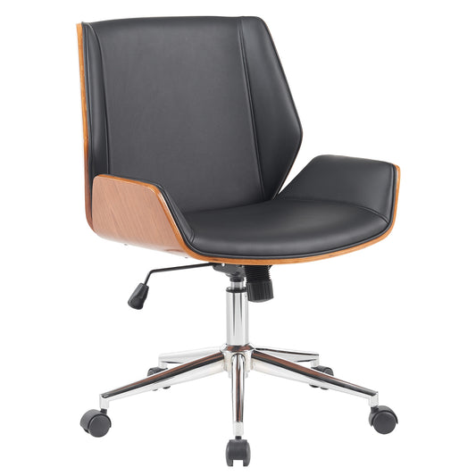 Καρέκλα Γραφείου ArteLibre ZAREK Μαύρο/Καφέ Ξύλο/PU/Αλουμίνιο 61x66.5x88.5-98m - Hippiehome.gr