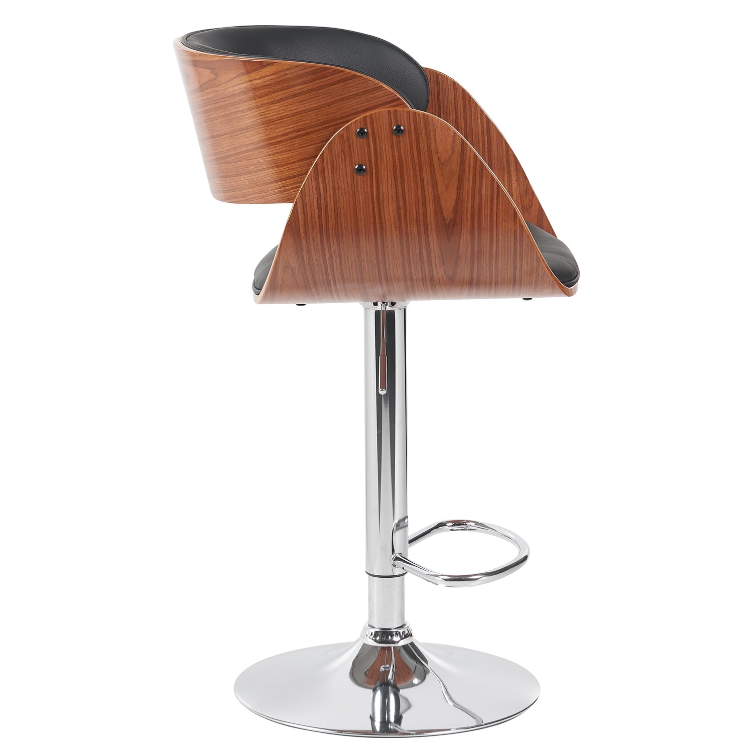 Σκαμπό Bar ArteLibre VORIAN Μαύρο/Καφέ Ξύλο/PU/Αλουμίνιο 52x55x87-108cm - Hippiehome.gr