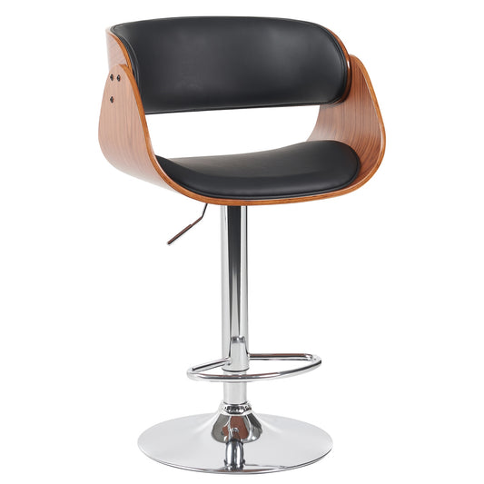 Σκαμπό Bar ArteLibre VORIAN Μαύρο/Καφέ Ξύλο/PU/Αλουμίνιο 52x55x87-108cm - Hippiehome.gr