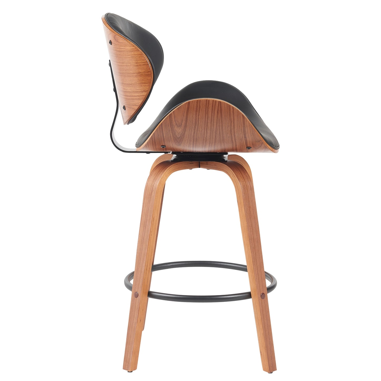 Σκαμπό Bar ArteLibre LYRIAN Μαύρο/Καφέ Ξύλο/PU 52x55x107cm - Hippiehome.gr