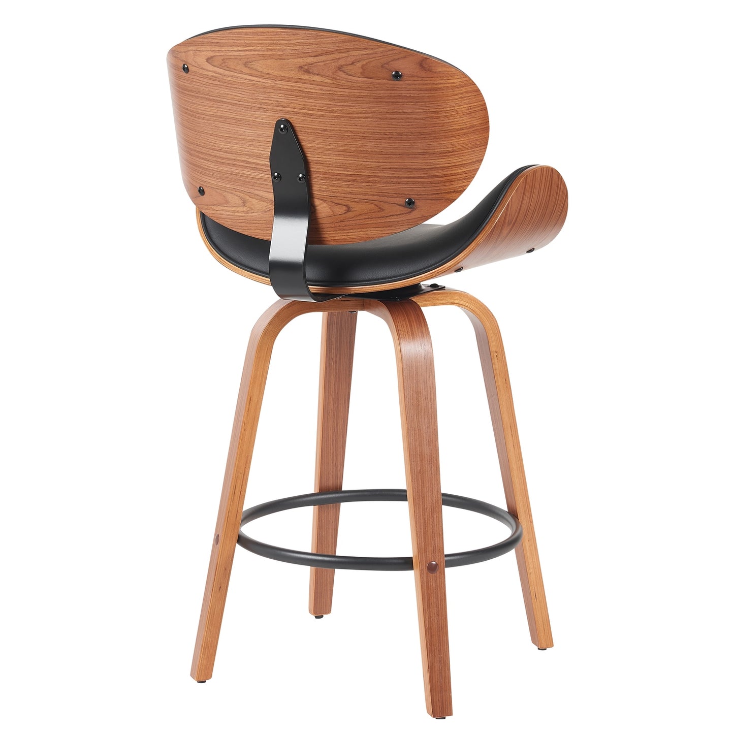 Σκαμπό Bar ArteLibre LYRIAN Μαύρο/Καφέ Ξύλο/PU 52x55x107cm - Hippiehome.gr