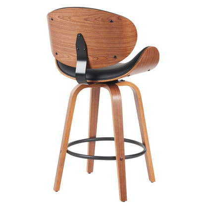 Σκαμπό Bar ArteLibre LYRIAN Μαύρο/Καφέ Ξύλο/PU 52x55x107cm - Hippiehome.gr