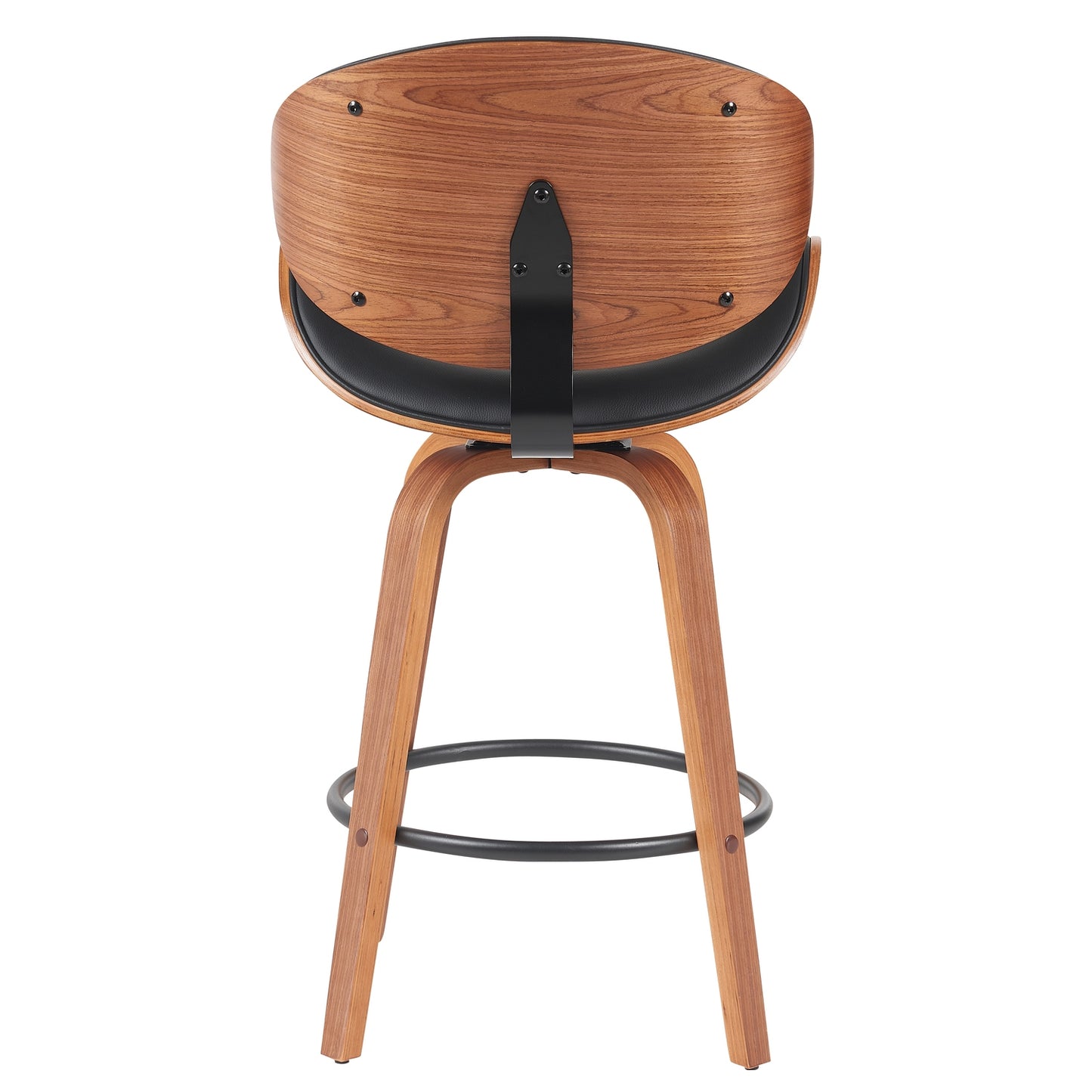 Σκαμπό Bar ArteLibre LYRIAN Μαύρο/Καφέ Ξύλο/PU 52x55x107cm - Hippiehome.gr