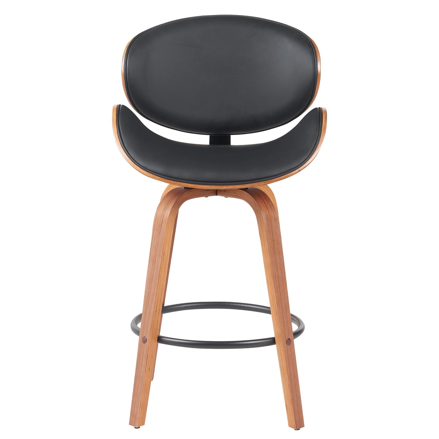 Σκαμπό Bar ArteLibre LYRIAN Μαύρο/Καφέ Ξύλο/PU 52x55x107cm - Hippiehome.gr