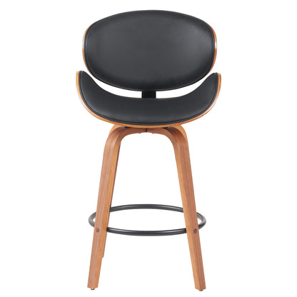 Σκαμπό Bar ArteLibre LYRIAN Μαύρο/Καφέ Ξύλο/PU 52x55x107cm - Hippiehome.gr