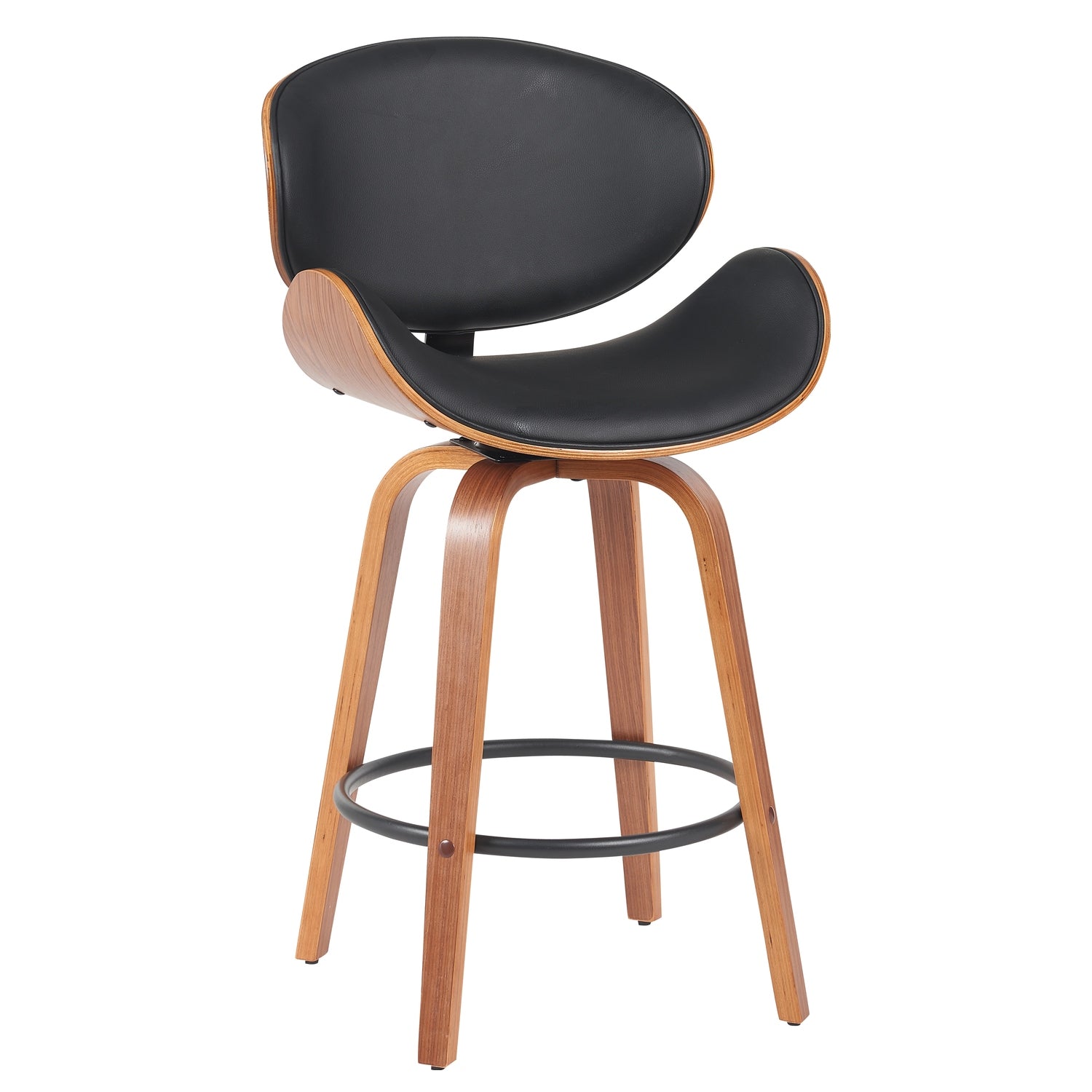 Σκαμπό Bar ArteLibre LYRIAN Μαύρο/Καφέ Ξύλο/PU 52x55x107cm - Hippiehome.gr