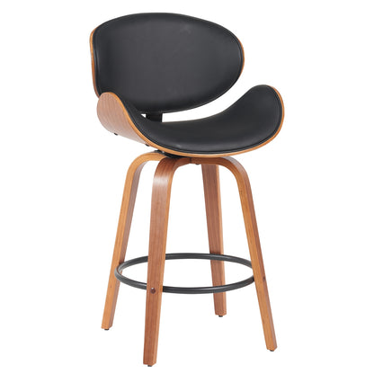 Σκαμπό Bar ArteLibre LYRIAN Μαύρο/Καφέ Ξύλο/PU 52x55x107cm - Hippiehome.gr