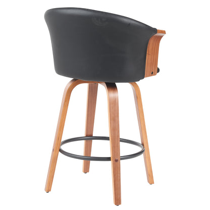 Σκαμπό Bar ArteLibre CASSIAN Μαύρο/Καφέ Ξύλο/PU 50x50x103cm - Hippiehome.gr