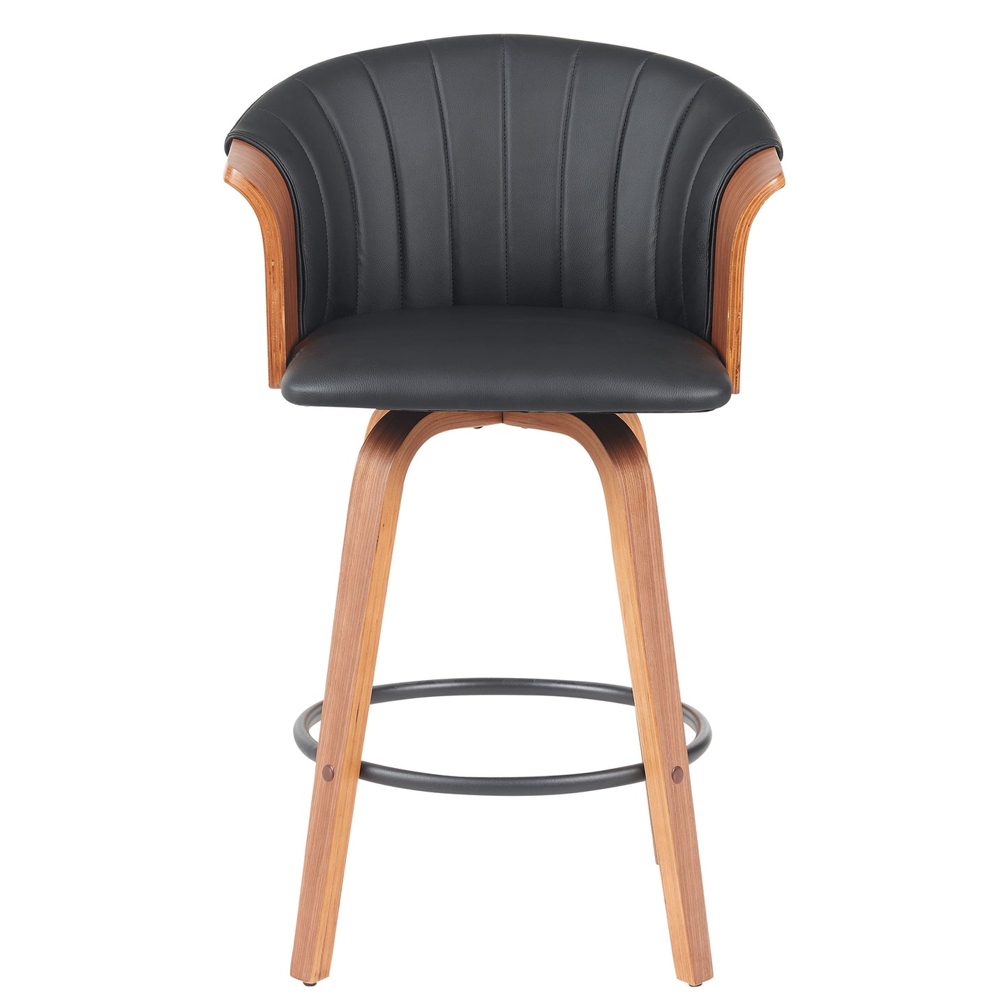 Σκαμπό Bar ArteLibre CASSIAN Μαύρο/Καφέ Ξύλο/PU 50x50x103cm - Hippiehome.gr