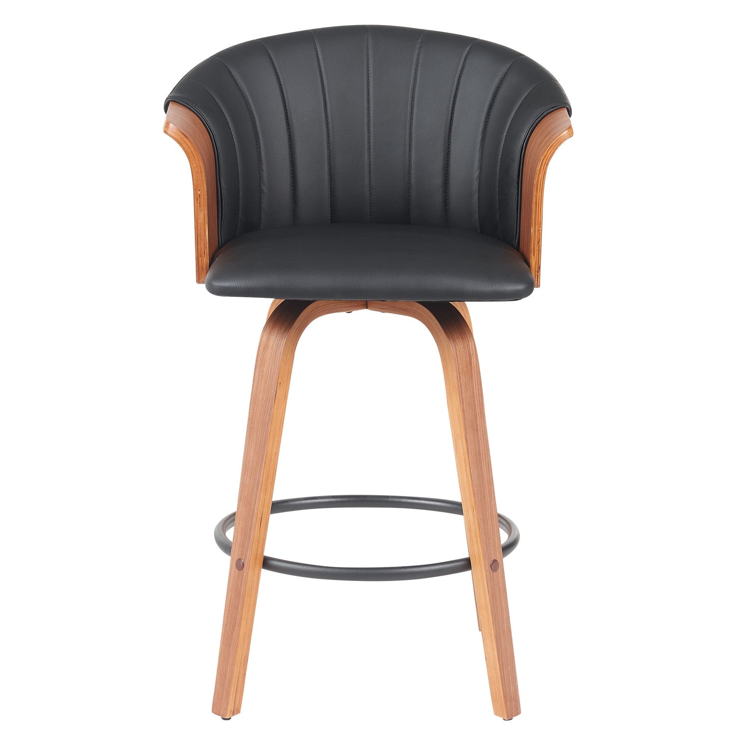 Σκαμπό Bar ArteLibre CASSIAN Μαύρο/Καφέ Ξύλο/PU 50x50x103cm - Hippiehome.gr