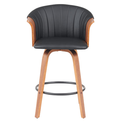 Σκαμπό Bar ArteLibre CASSIAN Μαύρο/Καφέ Ξύλο/PU 50x50x103cm - Hippiehome.gr