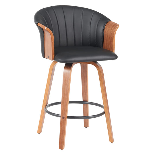 Σκαμπό Bar ArteLibre CASSIAN Μαύρο/Καφέ Ξύλο/PU 50x50x103cm - Hippiehome.gr