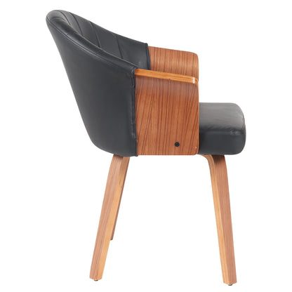 Καρέκλα Τραπεζαρίας ArteLibre CASSIAN Μαύρο/Καφέ Ξύλο/PU 55x58x78cm - Hippiehome.gr