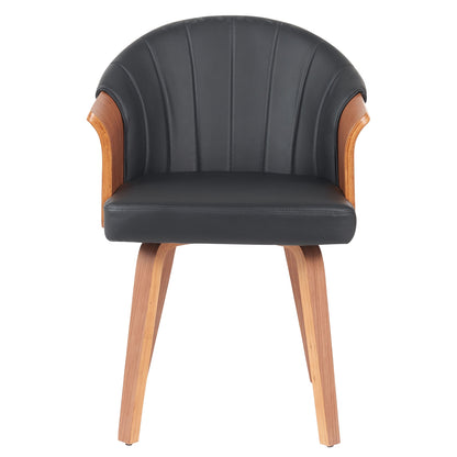 Καρέκλα Τραπεζαρίας ArteLibre CASSIAN Μαύρο/Καφέ Ξύλο/PU 55x58x78cm - Hippiehome.gr