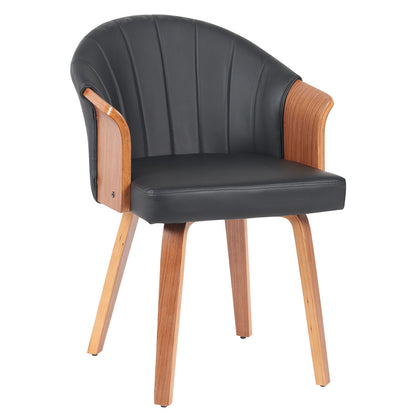 Καρέκλα Τραπεζαρίας ArteLibre CASSIAN Μαύρο/Καφέ Ξύλο/PU 55x58x78cm - Hippiehome.gr