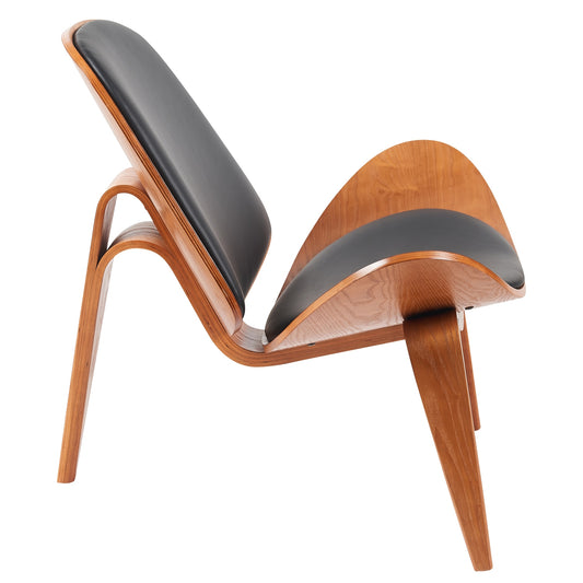 Πολυθρόνα ArteLibre THALOR Μαύρο/Καφέ Ξύλο/PU 90x76.5x74.5cm - Hippiehome.gr