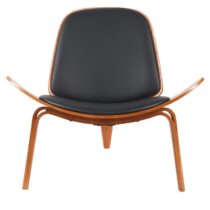 Πολυθρόνα ArteLibre THALOR Μαύρο/Καφέ Ξύλο/PU 90x76.5x74.5cm - Hippiehome.gr