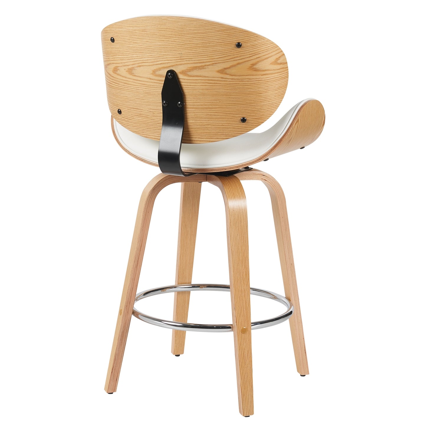 Σκαμπό Bar ArteLibre LYRIAN Λευκό/Φυσικό Ξύλο/PU 52x55x107cm - Hippiehome.gr