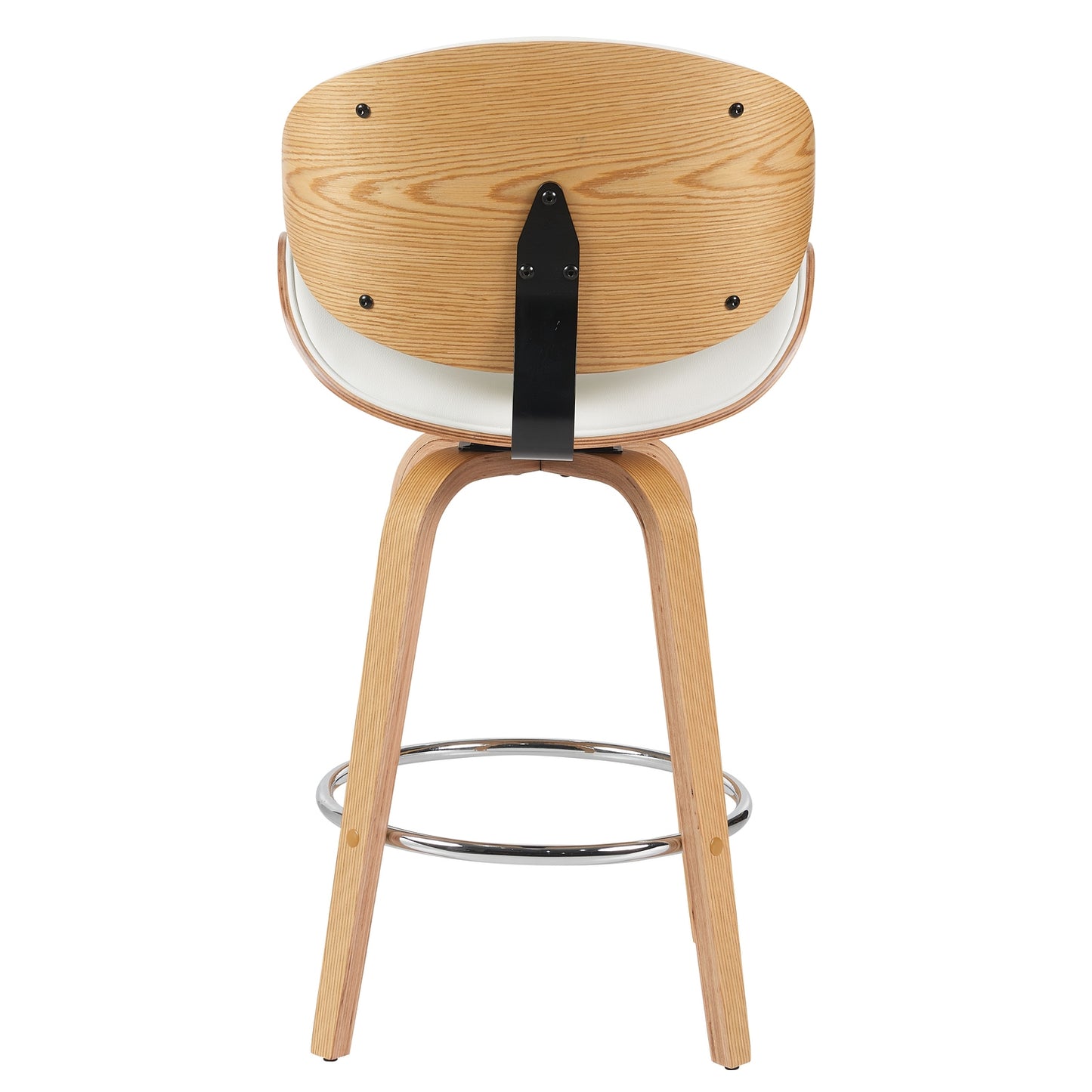 Σκαμπό Bar ArteLibre LYRIAN Λευκό/Φυσικό Ξύλο/PU 52x55x107cm - Hippiehome.gr