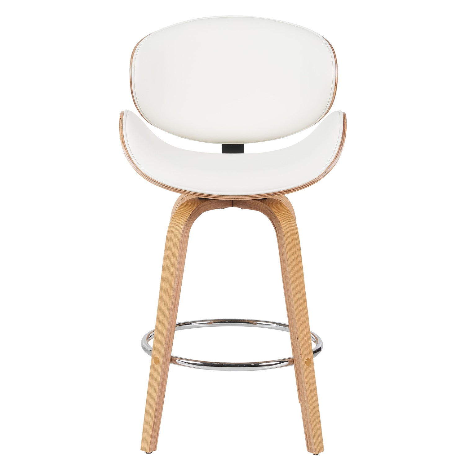 Σκαμπό Bar ArteLibre LYRIAN Λευκό/Φυσικό Ξύλο/PU 52x55x107cm - Hippiehome.gr