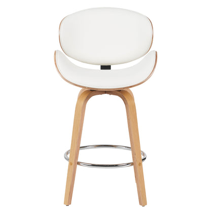 Σκαμπό Bar ArteLibre LYRIAN Λευκό/Φυσικό Ξύλο/PU 52x55x107cm - Hippiehome.gr