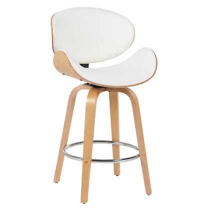 Σκαμπό Bar ArteLibre LYRIAN Λευκό/Φυσικό Ξύλο/PU 52x55x107cm - Hippiehome.gr