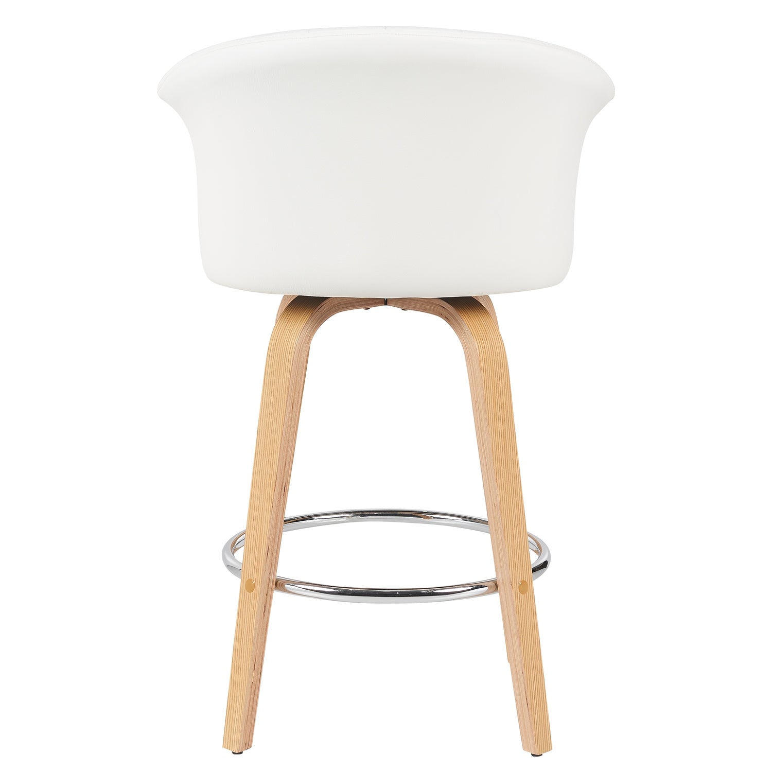 Σκαμπό Bar ArteLibre CASSIAN Λευκό/Φυσικό Ξύλο/PU 50x50x103cm - Hippiehome.gr