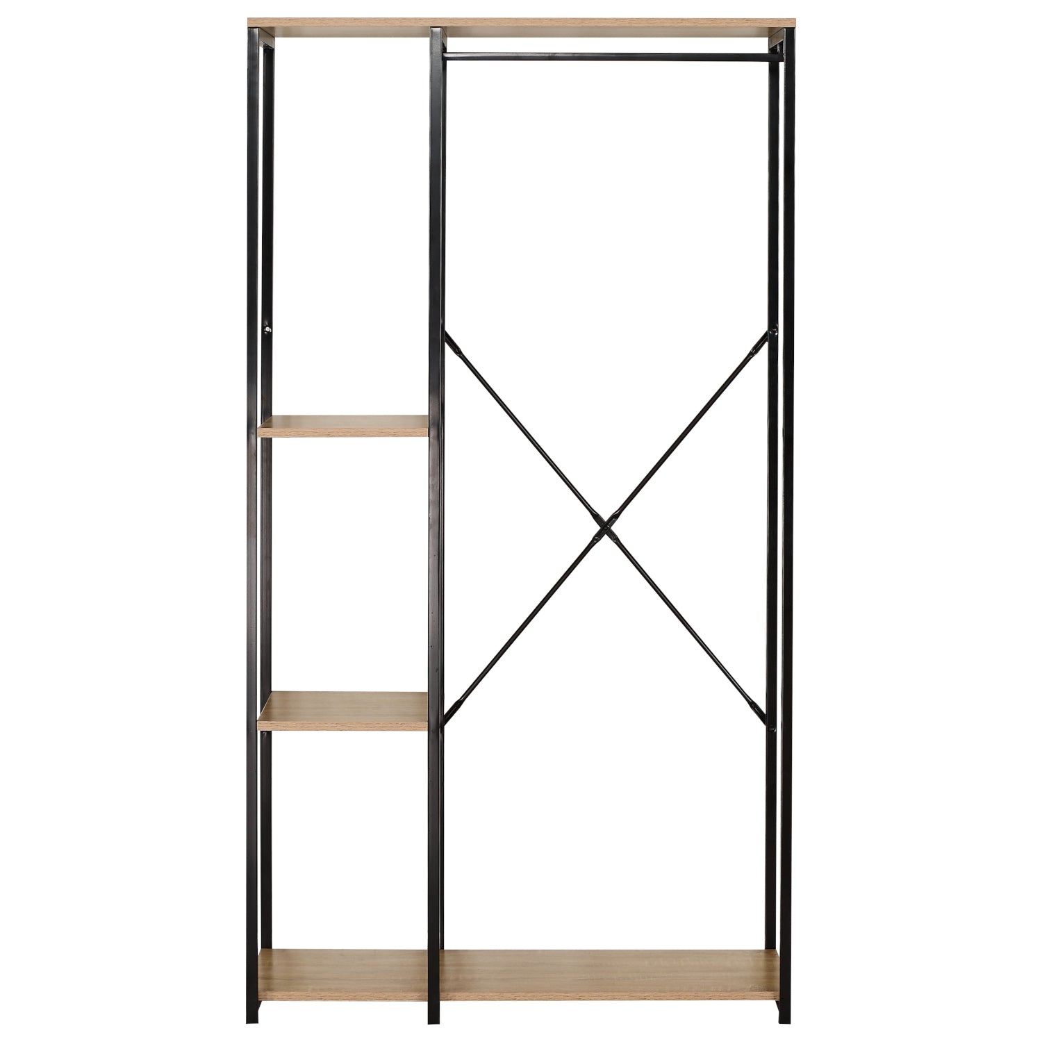 Κρεμάστρα Δαπέδου ArteLibre BINARY Δρυς/Μαύρο Μοριοσανίδα/Μέταλλο 90x40x167cm - Hippiehome.gr