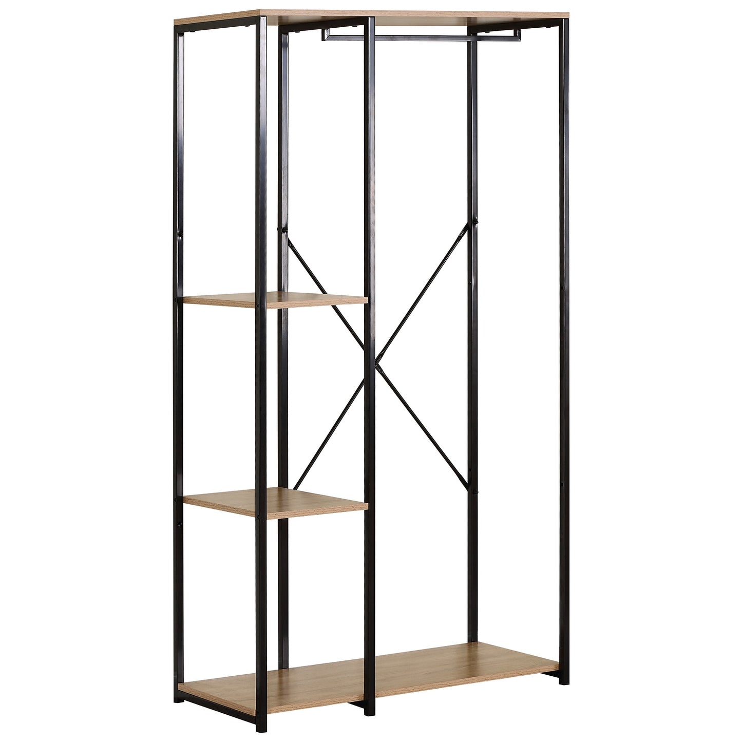 Κρεμάστρα Δαπέδου ArteLibre BINARY Δρυς/Μαύρο Μοριοσανίδα/Μέταλλο 90x40x167cm - Hippiehome.gr