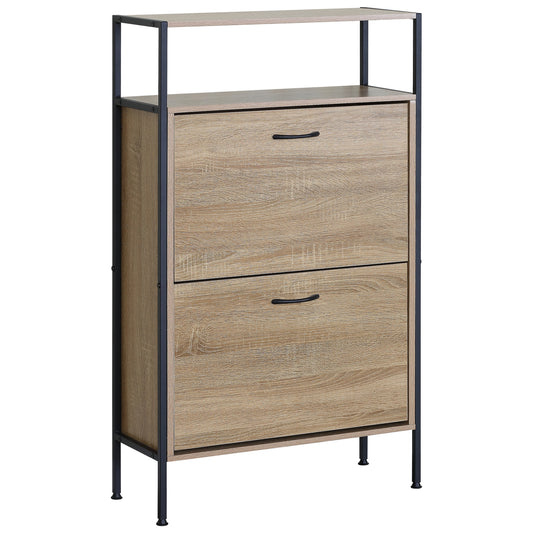 Παπουτσοθήκη ArteLibre ALDERWYN Δρυς/Μαύρο Μοριοσανίδα/Μέταλλο 63x24x105cm - Hippiehome.gr