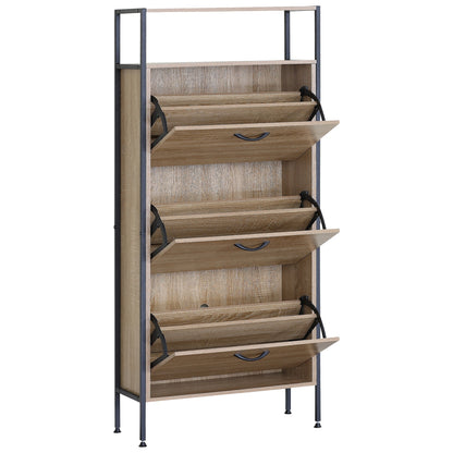 Παπουτσοθήκη ArteLibre ALDERWYN Δρυς/Μαύρο Μοριοσανίδα/Μέταλλο 63x24x141cm - Hippiehome.gr