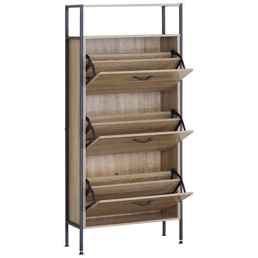 Παπουτσοθήκη ArteLibre ALDERWYN Δρυς/Μαύρο Μοριοσανίδα/Μέταλλο 63x24x141cm - Hippiehome.gr