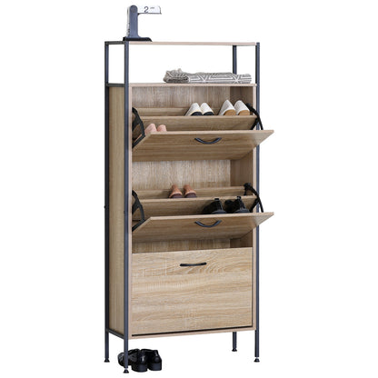 Παπουτσοθήκη ArteLibre ALDERWYN Δρυς/Μαύρο Μοριοσανίδα/Μέταλλο 63x24x141cm - Hippiehome.gr