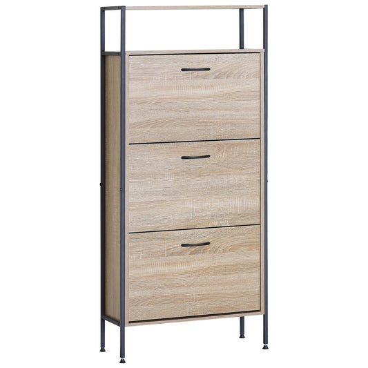 Παπουτσοθήκη ArteLibre ALDERWYN Δρυς/Μαύρο Μοριοσανίδα/Μέταλλο 63x24x141cm - Hippiehome.gr