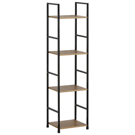 Ραφιέρα ArteLibre DARROW Με 4 Ράφια Δρυς/Μαύρο Μοριοσανίδα/Μέταλλο 29.1x23.5x112cm - Hippiehome.gr
