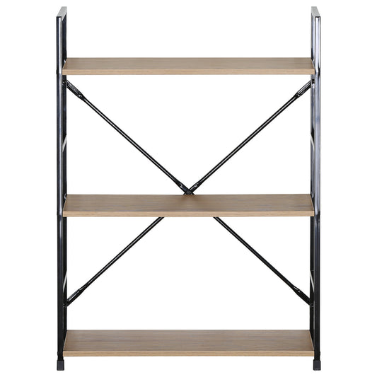 Ραφιέρα ArteLibre DARROW Με 3 Ράφια Δρυς/Μαύρο Μοριοσανίδα/Μέταλλο 58.6x23.5x80cm - Hippiehome.gr