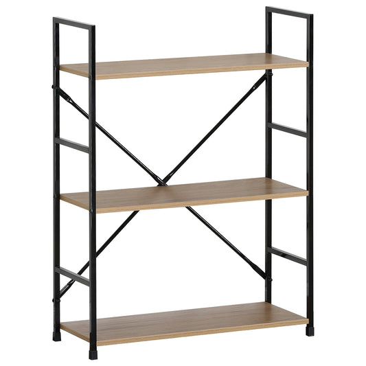 Ραφιέρα ArteLibre DARROW Με 3 Ράφια Δρυς/Μαύρο Μοριοσανίδα/Μέταλλο 58.6x23.5x80cm - Hippiehome.gr