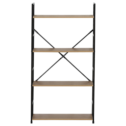 Ραφιέρα ArteLibre DARROW Με 4 Ράφια Δρυς/Μαύρο Μοριοσανίδα/Μέταλλο 58.6x23.5x112cm - Hippiehome.gr