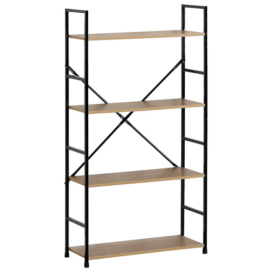 Ραφιέρα ArteLibre DARROW Με 4 Ράφια Δρυς/Μαύρο Μοριοσανίδα/Μέταλλο 58.6x23.5x112cm - Hippiehome.gr
