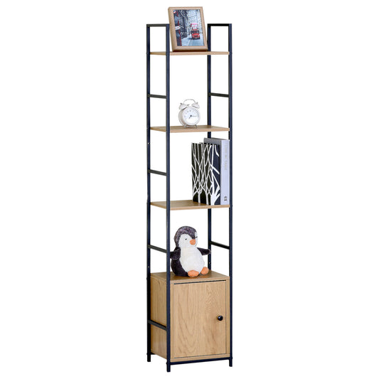 Ραφιέρα ArteLibre ELRIDGE Με Ντουλάπι Δρυς/Μαύρο Μοριοσανίδα/Μέταλλο 29.1x23.5x144cm - Hippiehome.gr