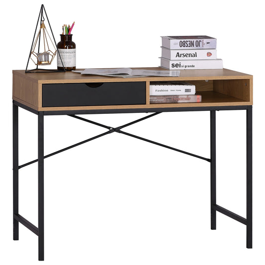 Γραφείο ArteLibre FENWICK Δρυς/Μαύρο Μοριοσανίδα/Μέταλλο 98x48x76.3cm - Hippiehome.gr