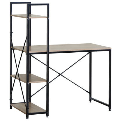 Γραφείο ArteLibre JORVIK Με Ράφια Δρυς/Μαύρο Μοριοσανίδα/Μέταλλο 100x52x120cm - Hippiehome.gr