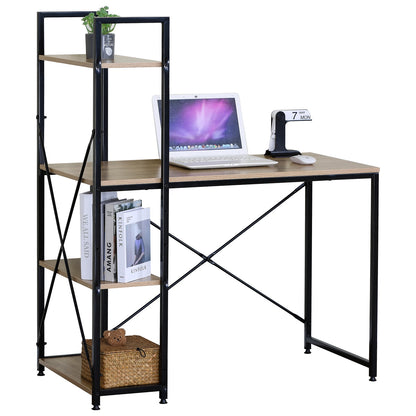 Γραφείο ArteLibre JORVIK Με Ράφια Δρυς/Μαύρο Μοριοσανίδα/Μέταλλο 100x52x120cm - Hippiehome.gr