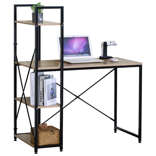 Γραφείο ArteLibre JORVIK Με Ράφια Δρυς/Μαύρο Μοριοσανίδα/Μέταλλο 100x52x120cm - Hippiehome.gr