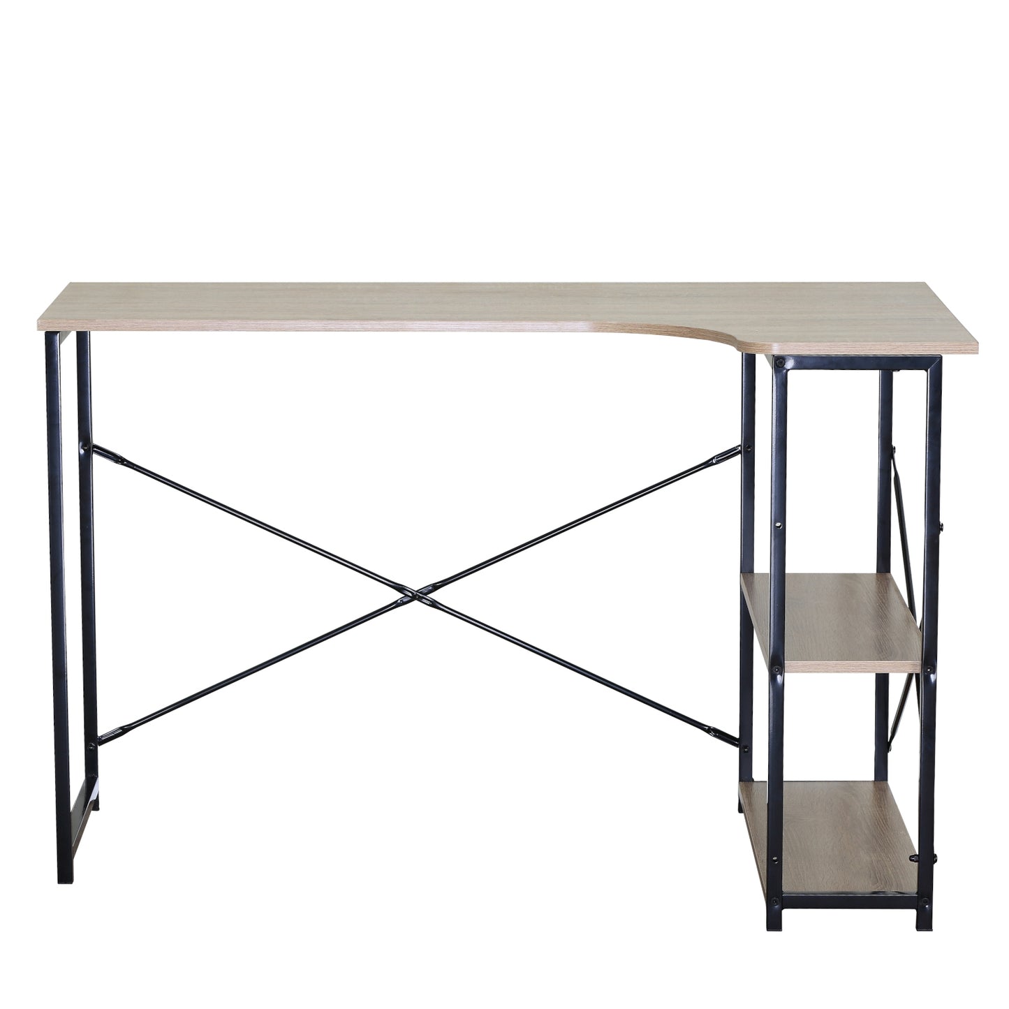 Γραφείο ArteLibre KELSTON Με Ράφια Δρυς/Μαύρο Μοριοσανίδα/Μέταλλο 120x73x75cm - Hippiehome.gr