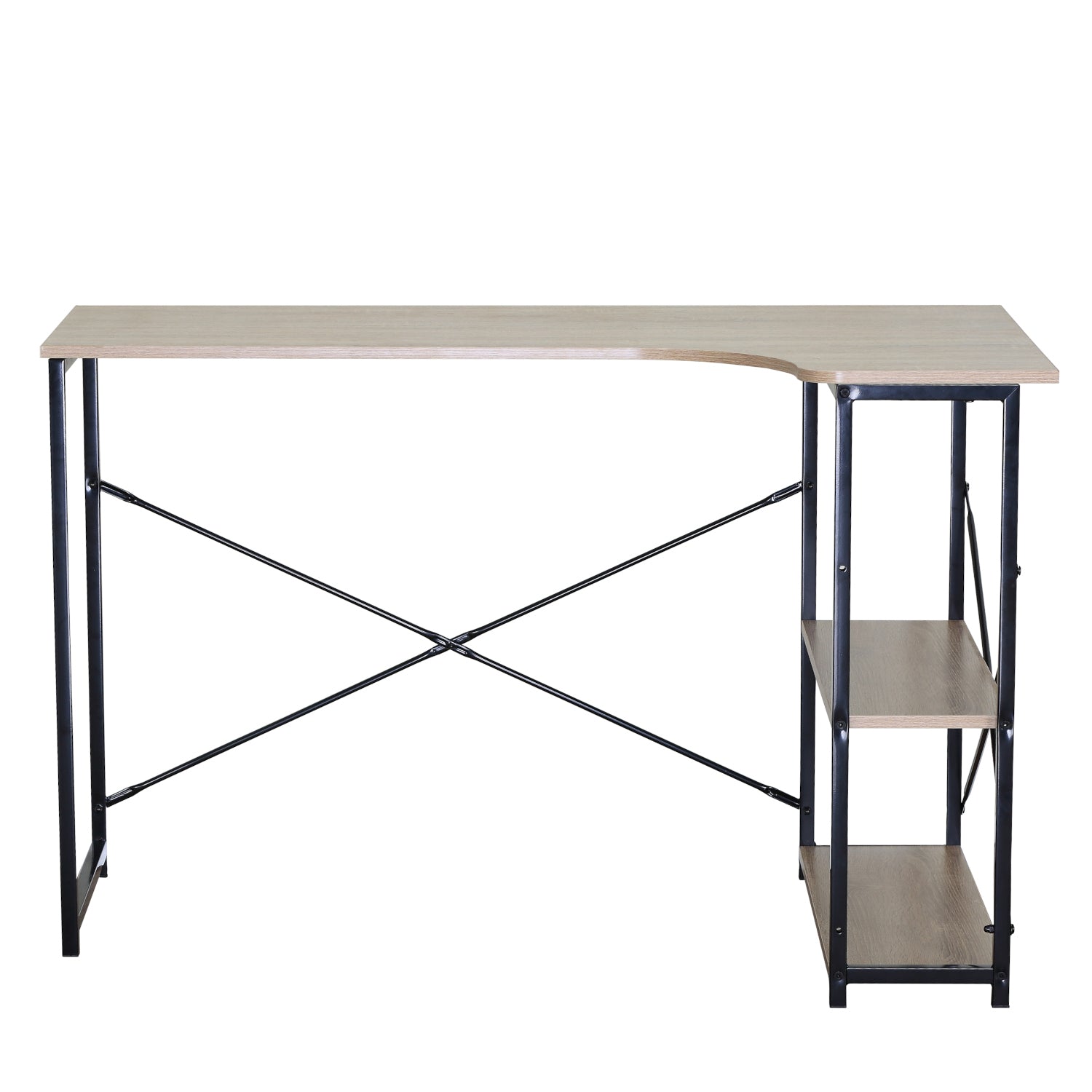 Γραφείο ArteLibre KELSTON Με Ράφια Δρυς/Μαύρο Μοριοσανίδα/Μέταλλο 120x73x75cm - Hippiehome.gr