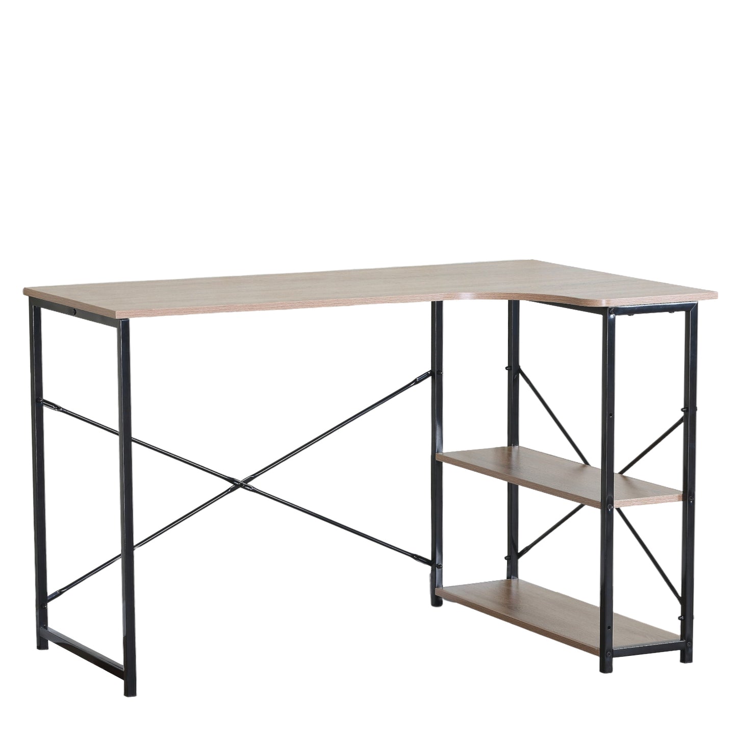 Γραφείο ArteLibre KELSTON Με Ράφια Δρυς/Μαύρο Μοριοσανίδα/Μέταλλο 120x73x75cm - Hippiehome.gr