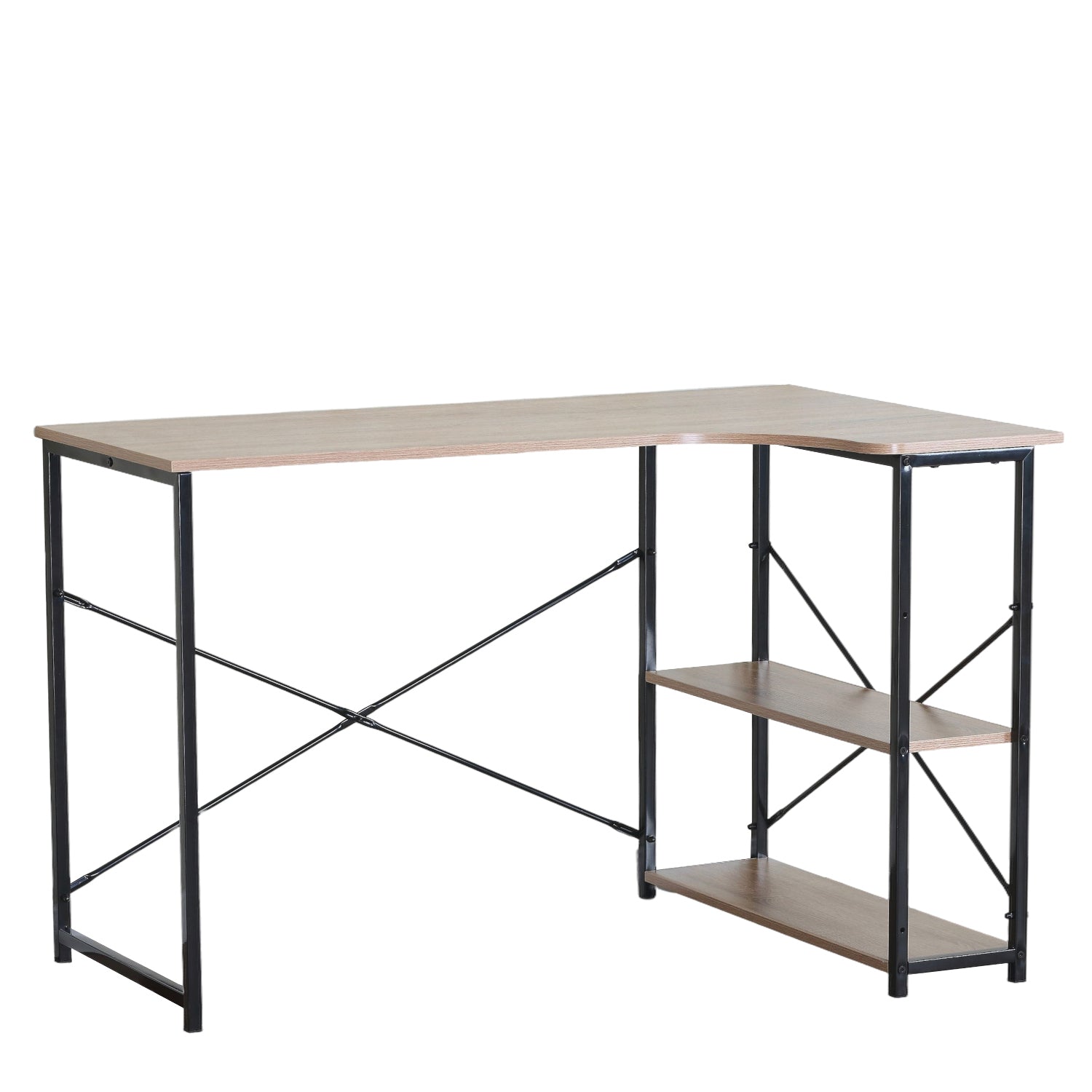 Γραφείο ArteLibre KELSTON Με Ράφια Δρυς/Μαύρο Μοριοσανίδα/Μέταλλο 120x73x75cm - Hippiehome.gr