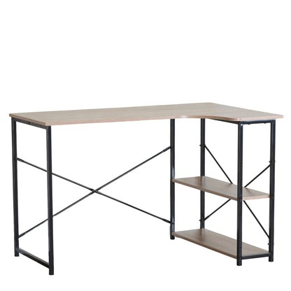 Γραφείο ArteLibre KELSTON Με Ράφια Δρυς/Μαύρο Μοριοσανίδα/Μέταλλο 120x73x75cm - Hippiehome.gr