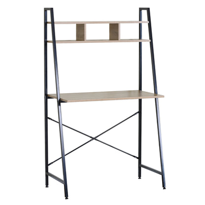 Γραφείο ArteLibre LYNDALE Με Ράφια Δρυς/Μαύρο Μοριοσανίδα/Μέταλλο 84x46x142cm - Hippiehome.gr